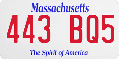 MA license plate 443BQ5