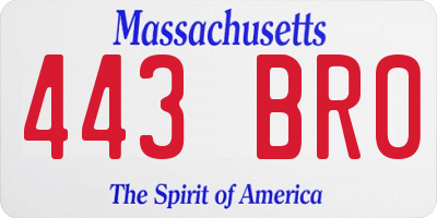 MA license plate 443BR0
