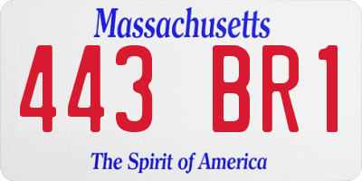 MA license plate 443BR1