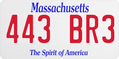 MA license plate 443BR3