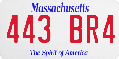 MA license plate 443BR4