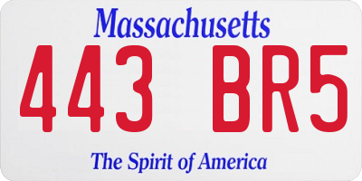 MA license plate 443BR5