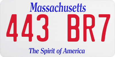 MA license plate 443BR7