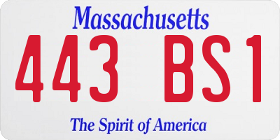 MA license plate 443BS1