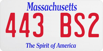 MA license plate 443BS2