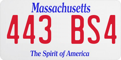 MA license plate 443BS4