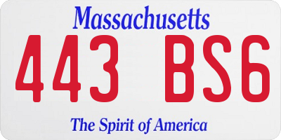 MA license plate 443BS6