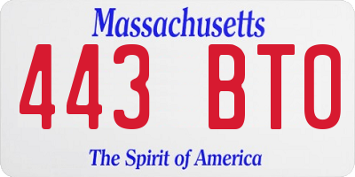 MA license plate 443BT0