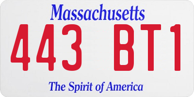 MA license plate 443BT1