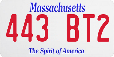 MA license plate 443BT2
