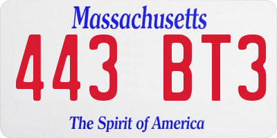MA license plate 443BT3