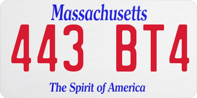 MA license plate 443BT4