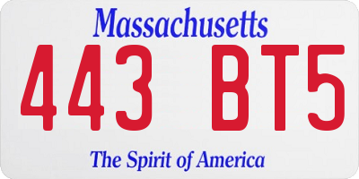 MA license plate 443BT5