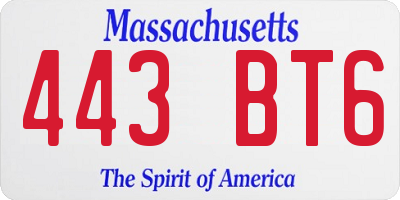 MA license plate 443BT6