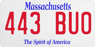 MA license plate 443BU0