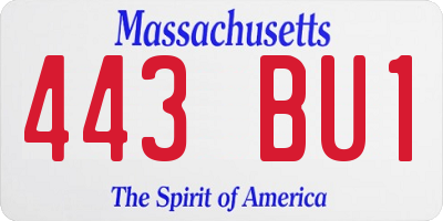 MA license plate 443BU1