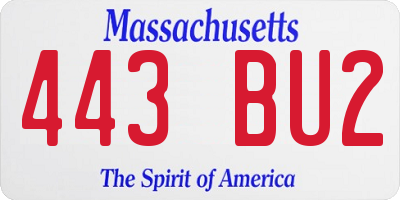 MA license plate 443BU2