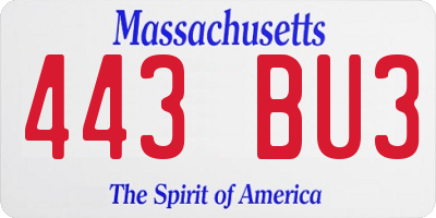 MA license plate 443BU3