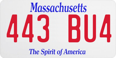 MA license plate 443BU4