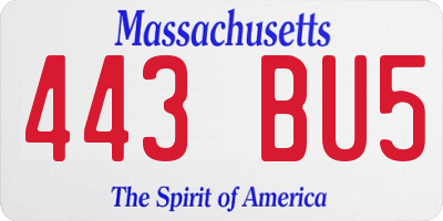 MA license plate 443BU5
