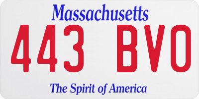 MA license plate 443BV0