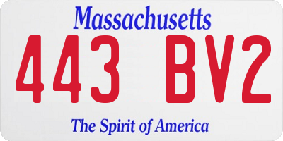 MA license plate 443BV2