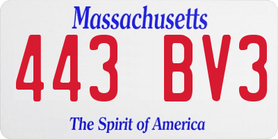 MA license plate 443BV3
