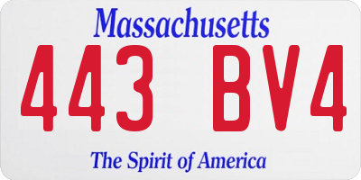 MA license plate 443BV4