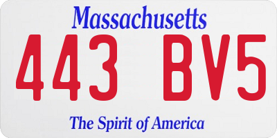 MA license plate 443BV5