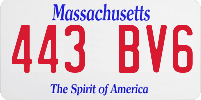 MA license plate 443BV6