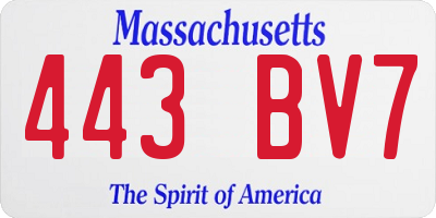 MA license plate 443BV7