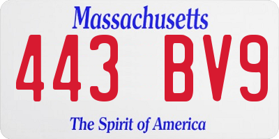 MA license plate 443BV9