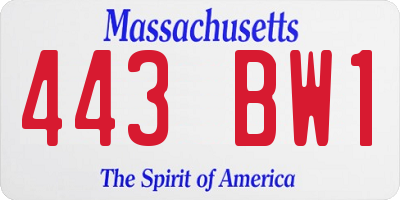 MA license plate 443BW1