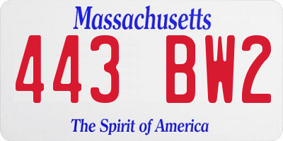 MA license plate 443BW2