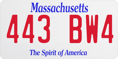 MA license plate 443BW4