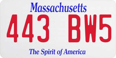 MA license plate 443BW5