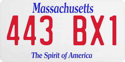 MA license plate 443BX1