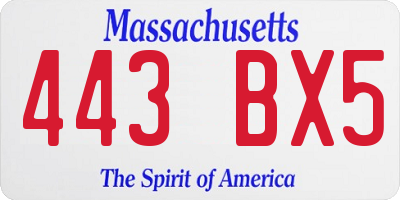MA license plate 443BX5