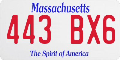 MA license plate 443BX6