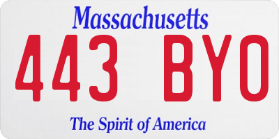 MA license plate 443BY0