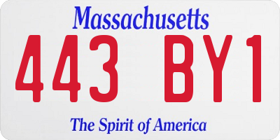 MA license plate 443BY1