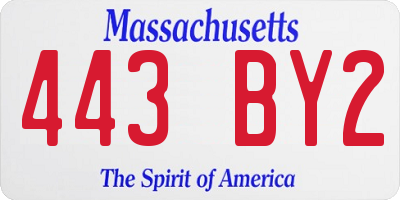 MA license plate 443BY2