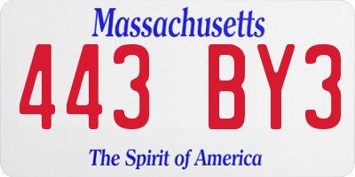 MA license plate 443BY3