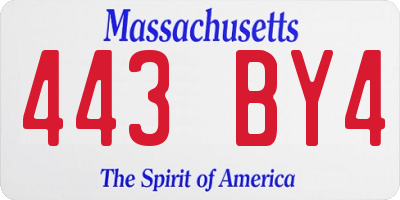 MA license plate 443BY4