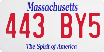 MA license plate 443BY5