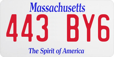 MA license plate 443BY6