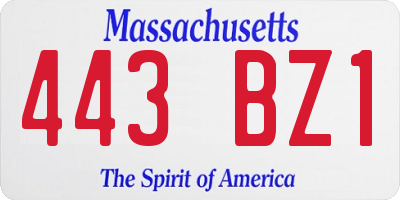 MA license plate 443BZ1
