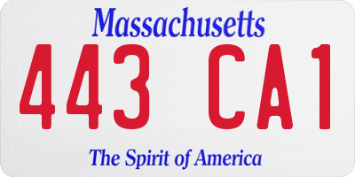 MA license plate 443CA1