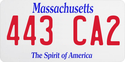 MA license plate 443CA2