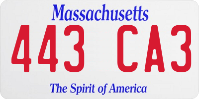 MA license plate 443CA3